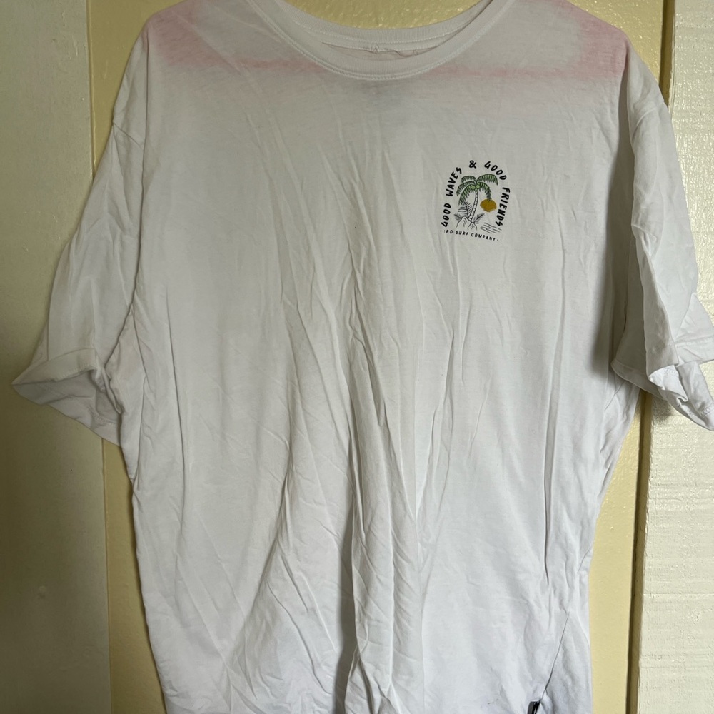 White Short Sleeve Tee with Chest Emblem